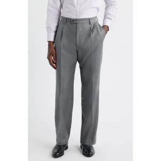 Zanella Bennett Straight Leg Pleated Dress Pants in Light Grey at Nordstrom, Size 44 X Unhemmed