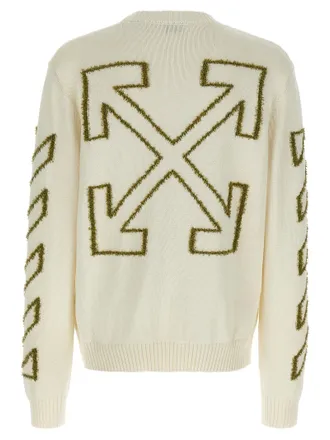 Off-white Diag Outline Knit Sweater - Cream
