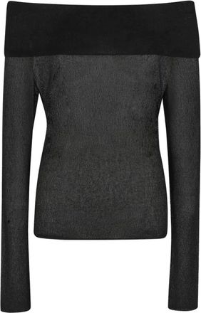 Roberto Collina Maglia Off Shoulder - Dames - Ronde hals truien - Zwart - S - Truien & Vesten