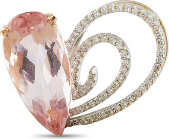 Luxury Bazaar 18K White Gold Diamond 7.24ct Kunzite Heart Pendant MF06-090226