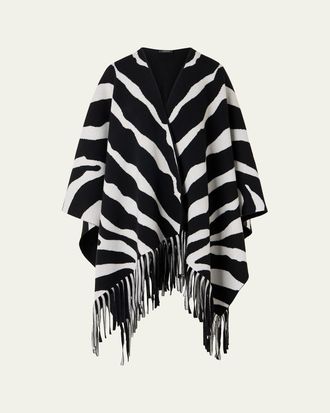 Akris Cashmere Knit Reversible Zebra Cape