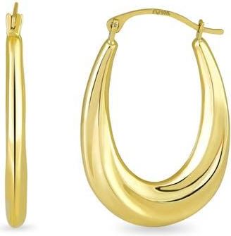 Candela Jewelry 14K Gold Fluted Oval Hoop Earrings at Nordstrom Rack