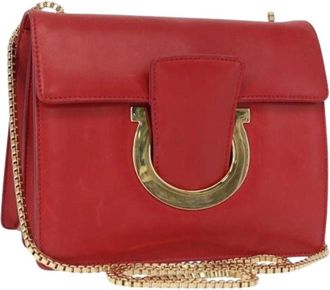 Ferragamo Pre-owned Leren Schoudertas - Dames - Vintage Mini Tas - Rood - ONE Size - Leer - Vintage