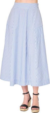 Gibsonlook Amanda Smocked Back Midi Skirt in French Blue White Stripe at Nordstrom, Size X-Small