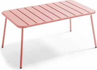 Oviala Mesa de jard&iacute;n de acero arcilla 90 x 50 cm