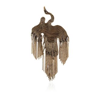 Etro Accessoires, Dames, Geel, ONE Size, Messing Phoenix Broche met Franjes