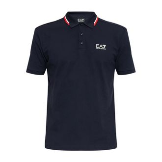 Emporio Armani Polo Shirts, male, Blue, Size: 2XL Summer Block stretch cotton polo shirt