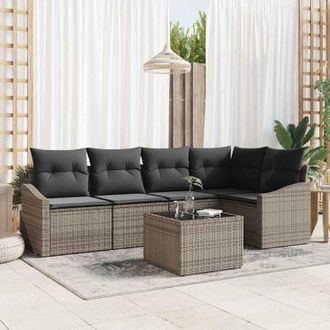 vidaXL Vidaxl - Conjunto De Sof&aacute; De Jard&iacute;n 6 Pcs Gris Polirat&aacute;n