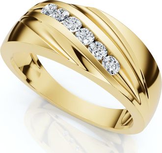 Pompeii3 Mens 1/4Ct Wave Diamond Wedding Ring Gold or Platinum Lab Grown