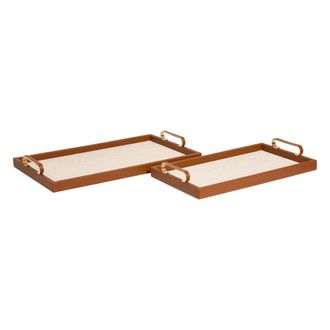 Atmosphera Lote De 2 Bandejas Rectangulares Para Whisky De Color Beige - Atmosphera Cr&eacute;ateur DInt&eacute;rieur