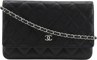 Chanel Pre-owned Ketting/Schoudertas portemonnee - Dames - Vintage Schoudertas - Zwart - ONE Size - Leer - Vintage