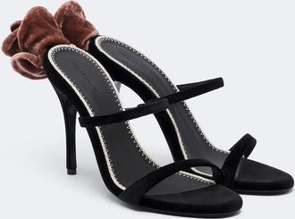 Magda Butrym Mules de terciopelo con aplique floral