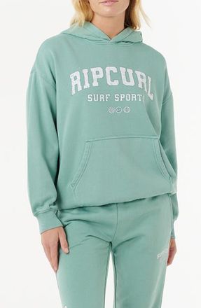 Rip Curl Varsity Sports Cotton Hoodie in Blue Green at Nordstrom, Size X-Small