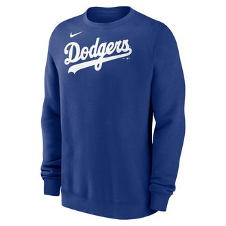 Nike Los Angeles Dodgers Wordmark Nike Mens MLB Pullover Crew in Blue | NKPV4EWLD-M4Z
