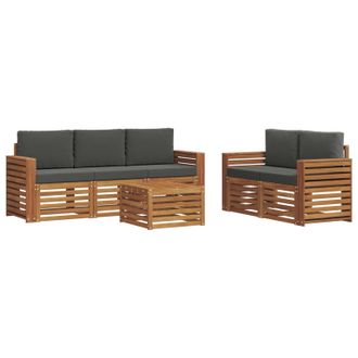 vidaXL Juegos De Sof&aacute;s Con Coj&iacute;n 6 Pcs Natural Y Antracita Vidaxl