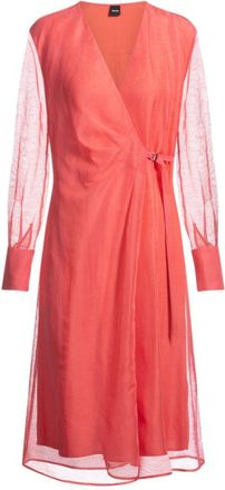 BOSS Wrap dress with sheer detailing