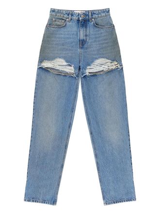 Area fray-detail cotton trousers - Blue