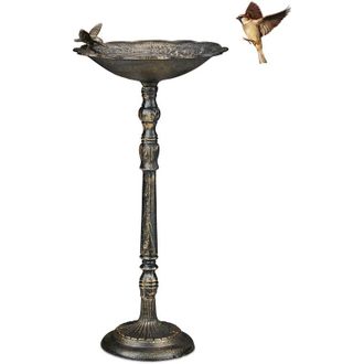 Relaxdays Relaxdays Abbeveratoio, Vaschetta per Uccellini da Terra, Decorazione Giardino, Accessori per Uccelli, 74,5 cm, Bronzo