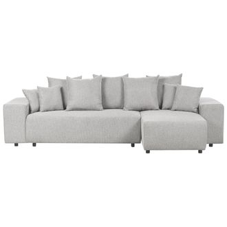 Beliani Beliani - Sof&aacute; Cama Esquinero De Tela Con Cojines Estilo Moderno A La Izquierda En Gris Claro Luspa