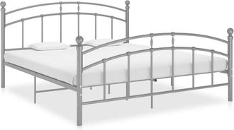 vidaXL Bed Frame without Mattress Grey Metal 180x200 cm Super King vidaXL