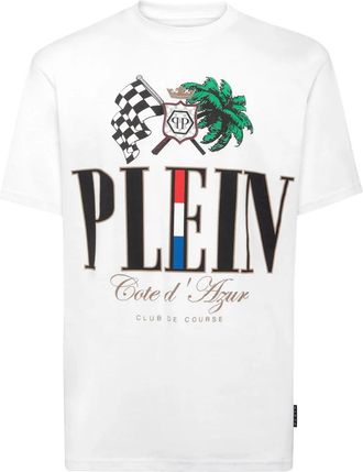 Philipp Plein T-shirt Ronde Hals SS Cote D Azur Plam - Heren - T-shirts - Wit - 2XL - Katoen - Tops