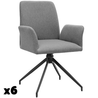 TecTake Juego de 6 sillas giratorias 360&ordm; acolchadas, 55,5x58x87 cm, antracita
