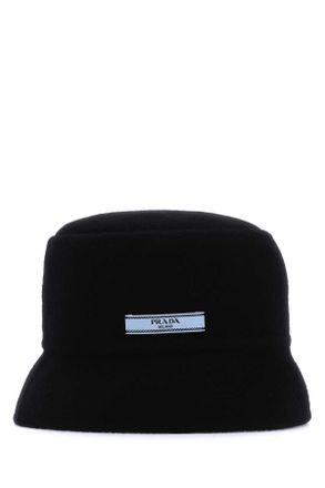 Prada Womens Midnight Blue Cashmere Bucket Hat Nero+blu Exterior: Cappelli