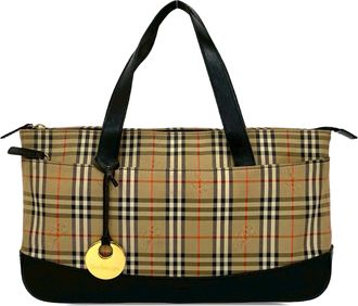 Burberry Pre-owned Womens Haymarket Check Canvas Tote - Tan Textile - One Size