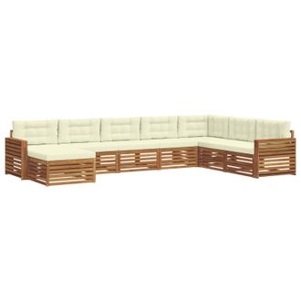 vidaXL Conjunto De Sof&aacute;s De Exterior Con Coj&iacute;n 8 Pcs Natural Y Crema Vidaxl