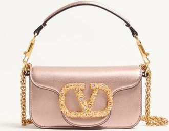 Valentino Garavani Valentino Garavani Loc&ograve; Small Shoulder Bag In Laminated Calfskin With Jewel Logo Wo