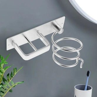 OEM Estante De Aluminio Perforado Para Secador De Pelo Con Tornillos - Soporte Para Secador De Pelo, Color Plata, Aprox. 0,2 Kg