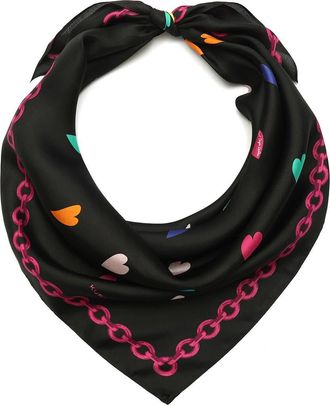 Kurt Geiger Rainbow Hearts Large Square Silk Scarf in Classic Rainbow at Nordstrom