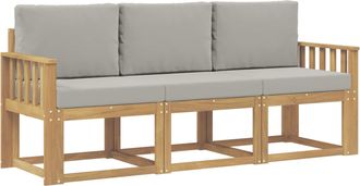 vidaXL Conjunto De Sof&aacute;s De Exterior 3 Uds. Blanco Y Gris Claro Vidaxl