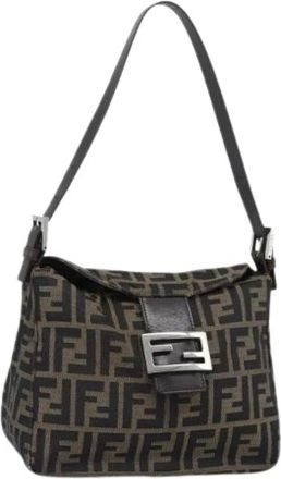 Fendi Pre-owned Vintage Zucca Canvas Shoulder Bag - Dames - Vintage Schoudertas - Bruin - ONE Size - Leer - Vintage
