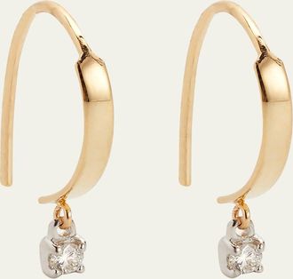 Lana Jewelry 14K Gold Mini Flat Hooked on Hoop Earrings with Dangle Diamonds