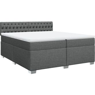 vidaXL Cama Box Spring Con Colch&oacute;n Tela Gris Oscuro 200x200 Cm Vidaxl