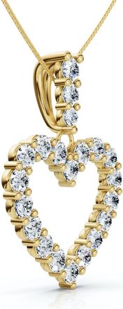 Pompeii3 2Ct Diamond Heart Penant 14k Gold Lab Grown Womens Necklace 18