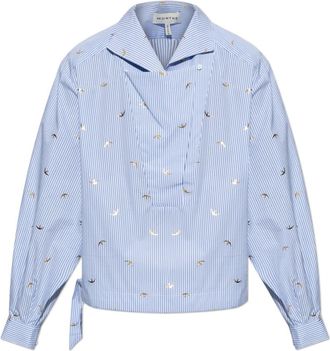 Munthe Beliciama Shirt - Dames - Overhemden - Blauw - S - Katoen - Overhemden