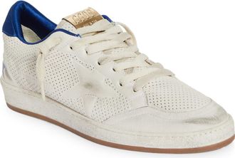 Golden Goose Ball Star Perforated Low Top Sneaker in White/bluette at Nordstrom, Size 41