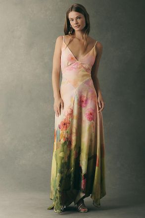 BHLDN V-Neck Satin Maxi Dress