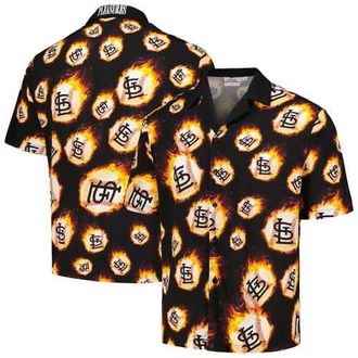 Pleasures Mens PLEASURES Black St. Louis Cardinals Flame Fireball Button-Up Shirt at Nordstrom, Size Medium