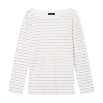 Emporio Armani Gestreept Modal Jersey Trui - Dames - Longsleeves - Veelkleurig - M - Katoen - Tops