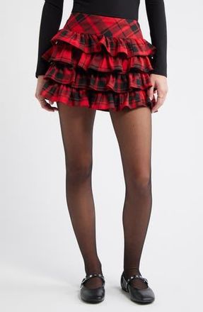 BP. Tiered Ruffle Miniskirt in Red Plaid at Nordstrom Rack, Size X-Small