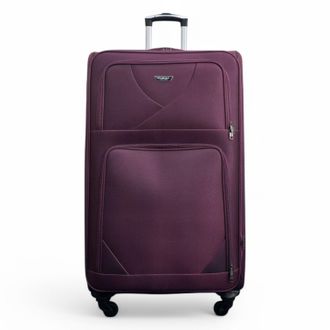 Infinity Leather Unisex Soft Shell Lightweight Nylon Extra Large 4 Wheels Travel Suitcase - Purple - Size X-Large