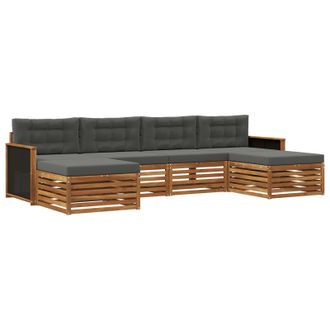 vidaXL Juegos De Sof&aacute;s Con Coj&iacute;n 6 Pcs Madera De Acacia S&oacute;lida Vidaxl