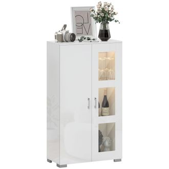 HOMCOM Display Cabinet with Glass Shelves - Sideboard for Living Room - White | TJ Hughes