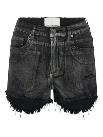 One Teaspoon Shorts denim Bonitas con bordi sfrangiati - Nero