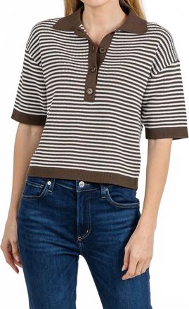 Margittes Cathy Stripe Knit Polo In Mocha