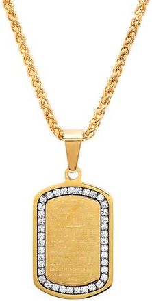 Steeltime Mens Prayer Tag Pendant Necklace in Gold at Nordstrom Rack