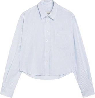 Ami Quota Cropped Classic Fit Shirt - Dames - Overhemden - Blauw - S - Katoen - Overhemden